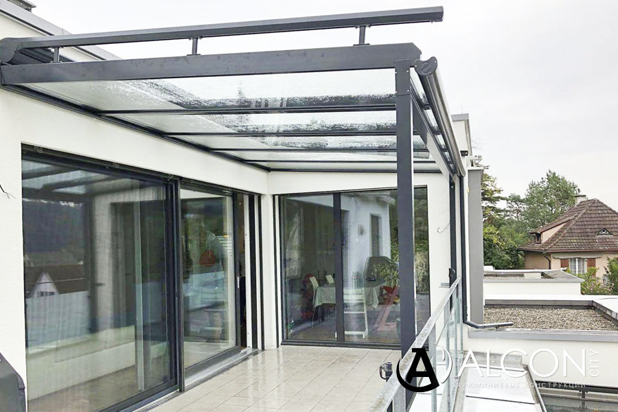 Алюминиевая стеклянная крыша для террасы в Орле